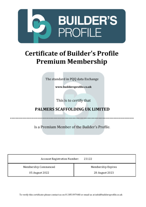 Builders Profile Premium Certificate